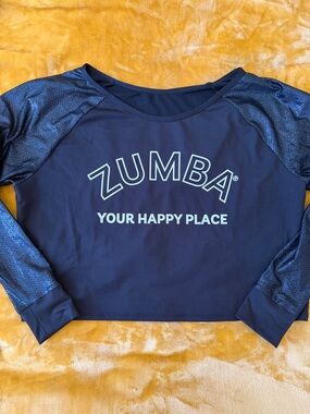Zumba "Your Happy Place" Logo Long Sleeve Top in Navy L